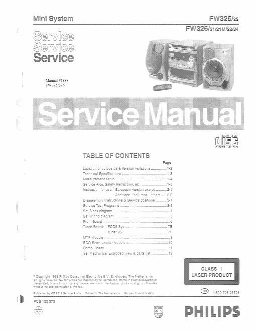philips fw 325 fw 326 service manual