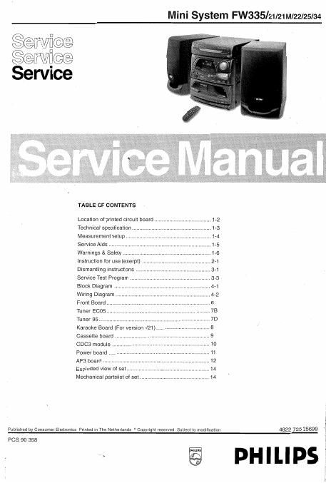 philips fw 335 service manual