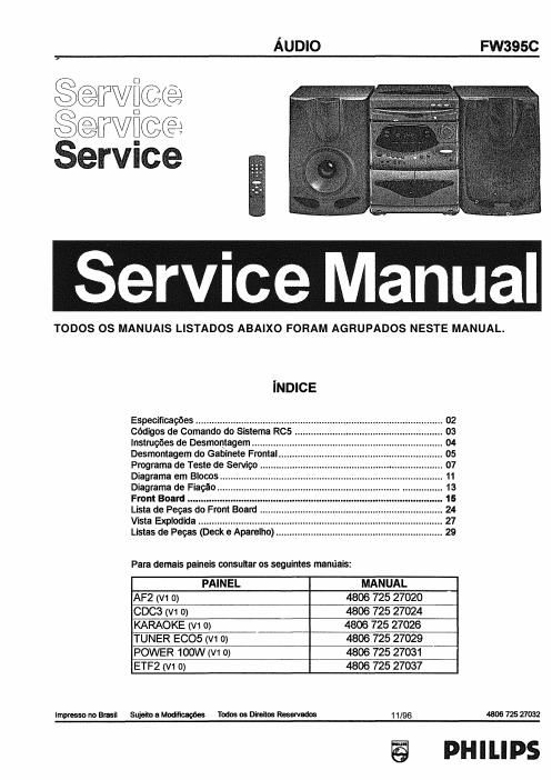 philips fw 395 c service manual