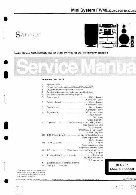 philips fw 40 service manual
