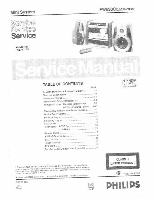 philips fw 530 c service manual
