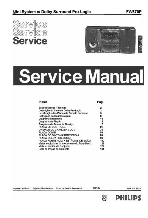 philips fw 670 p service manual
