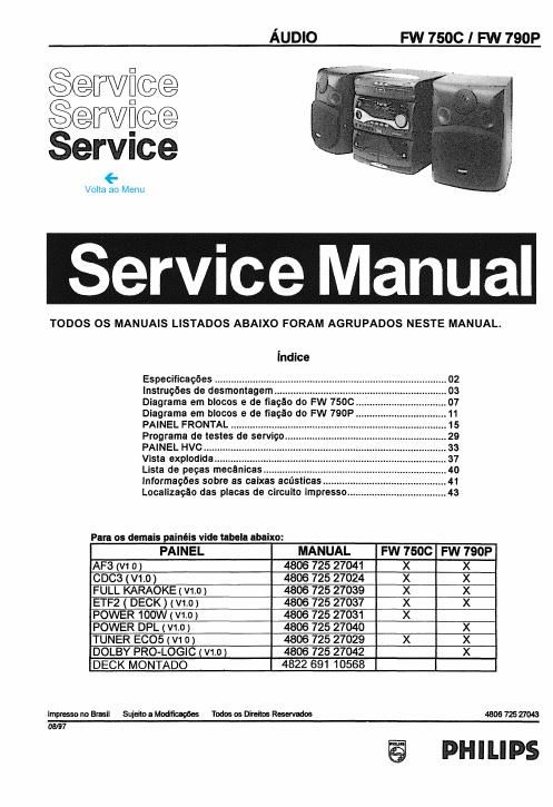 philips fw 750 c service manual