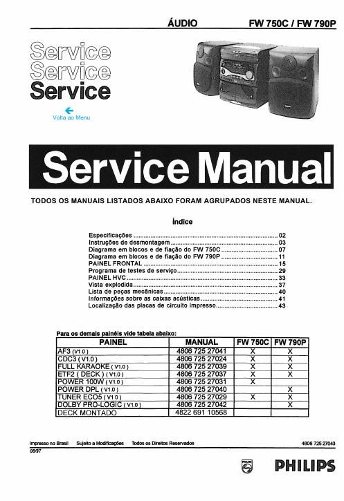 philips fw 750 c service manual