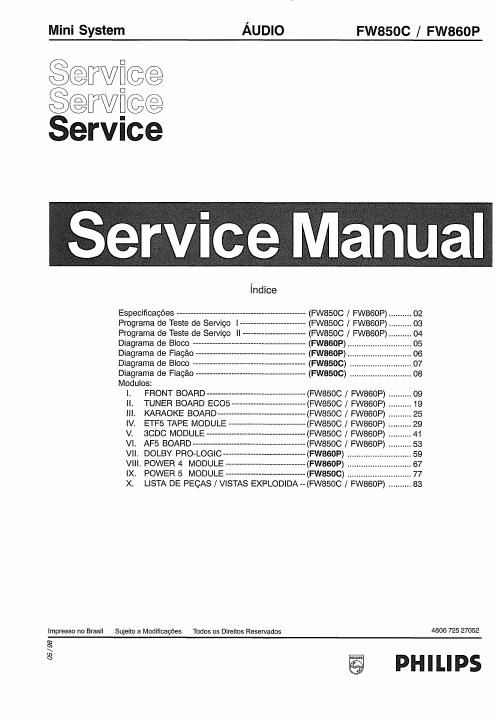 philips fw 850 c service manual