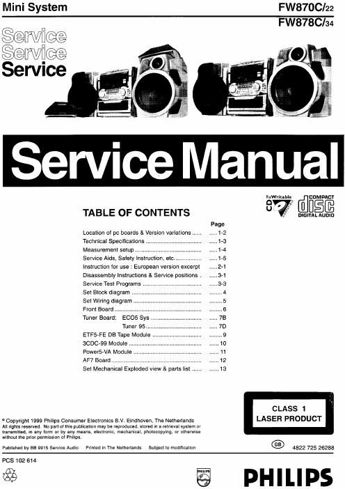 philips fw 870 c fw 878 c service manual