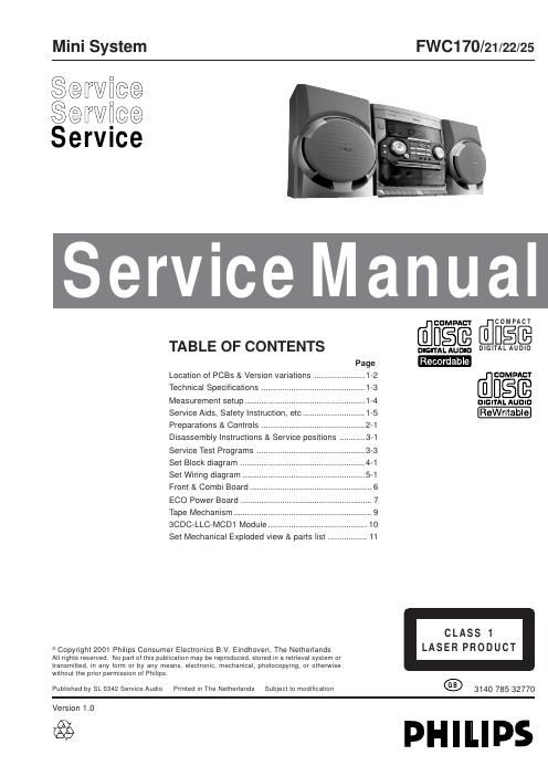 philips fw c 170 service manual