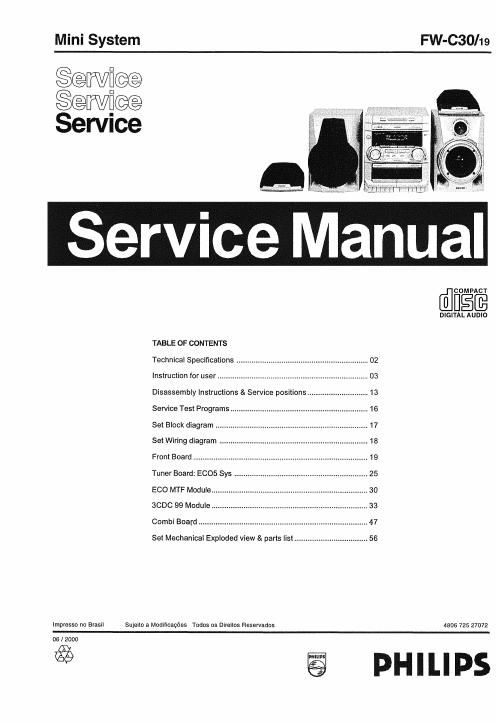 philips fw c 30 19 service manual