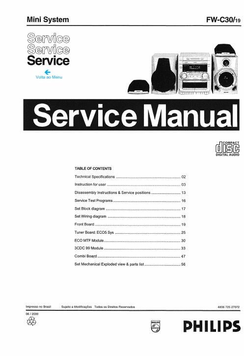 philips fw c 30 service manual