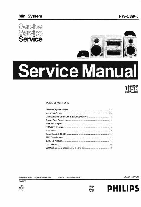 philips fw c 38 19 service manual