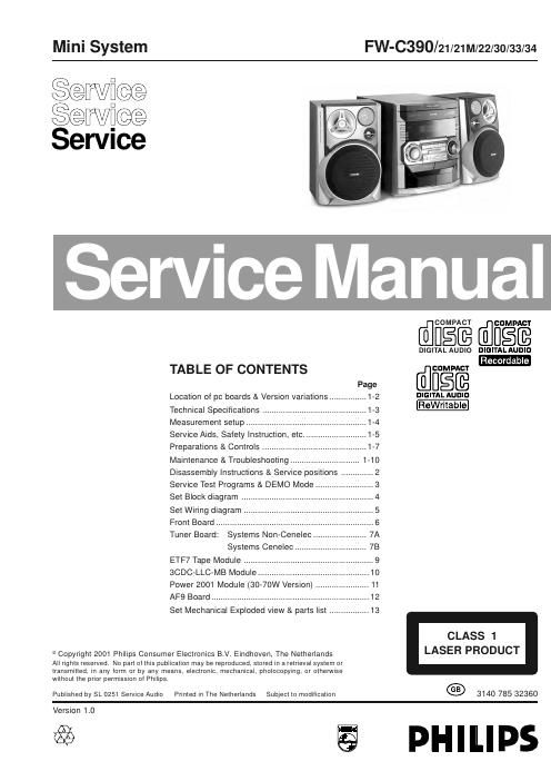 philips fw c 390 service manual