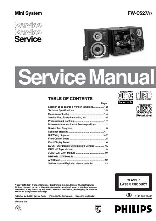 philips fw c 527 service manual