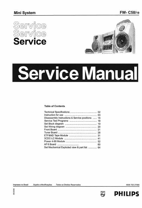 philips fw c 58 19 service manual