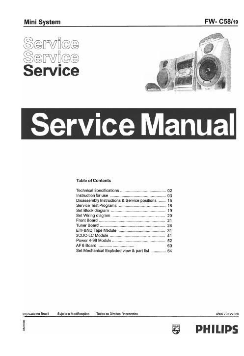 philips fw c 58 service manual