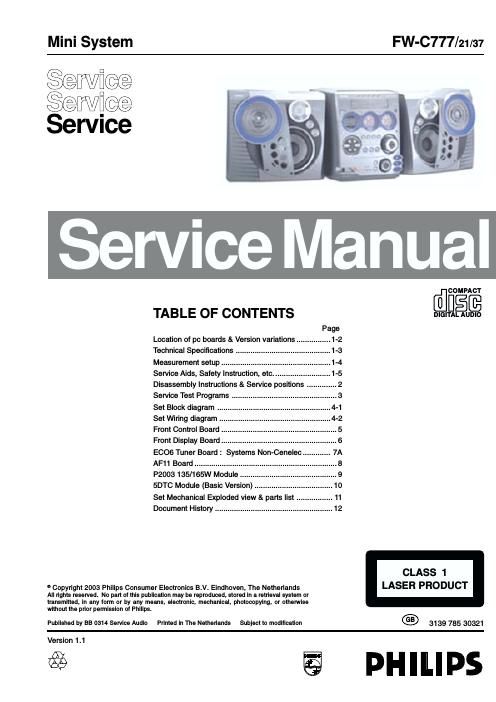 philips fw c 777 service manual