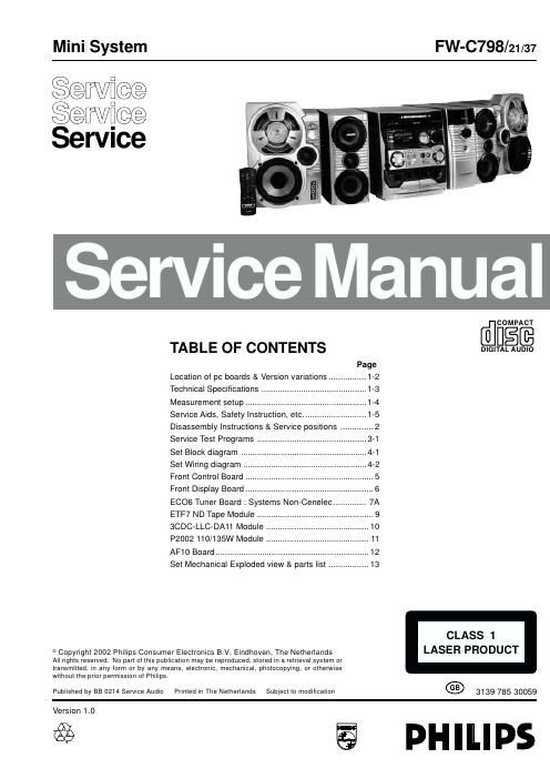 philips fw c 798 service manual