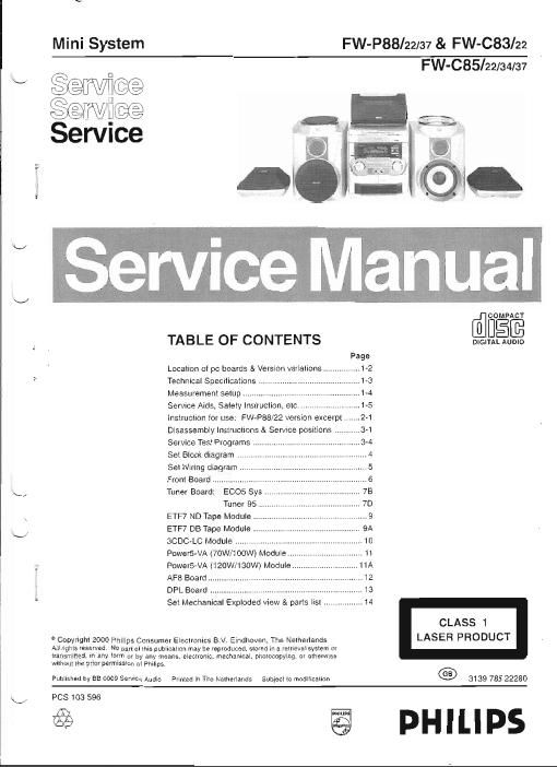 philips fw c 83 fwc 85 service manual