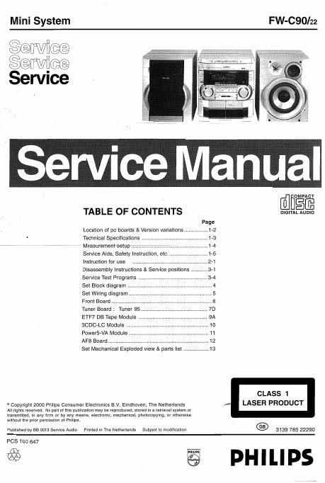 philips fw c 90 service manual