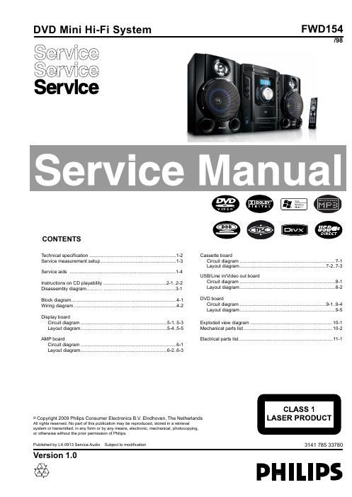 philips fw d 154 service manual