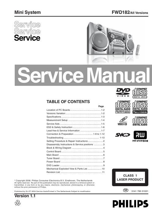 philips fw d 182 service manual