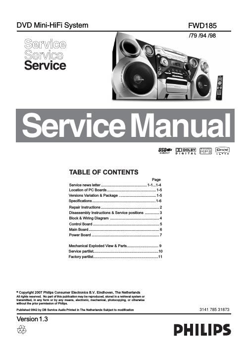 philips fw d 185 service manual