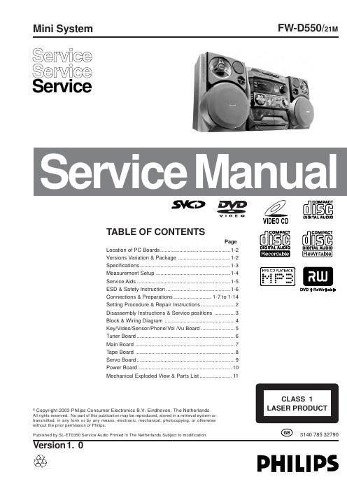 philips fw d 550 service manual