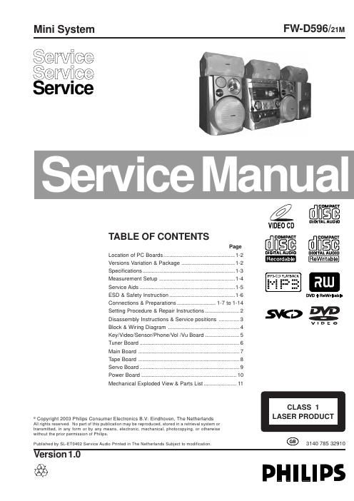 philips fw d 596 service manual