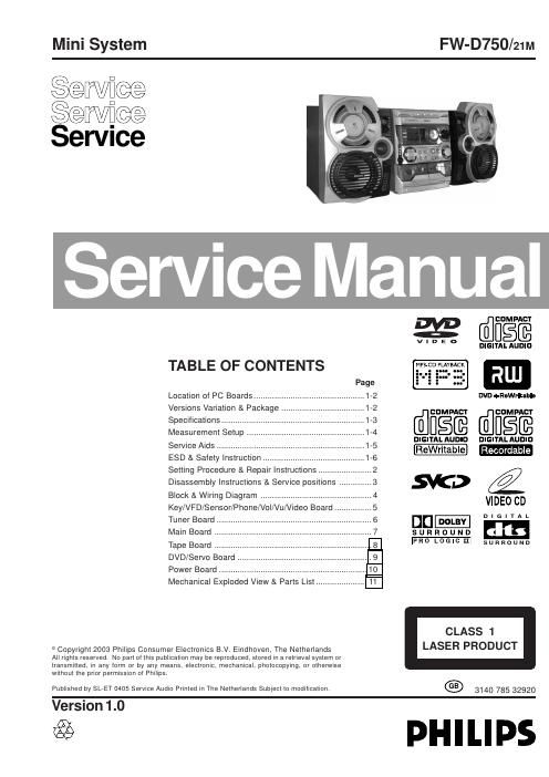 philips fw d 750 21 m service manual