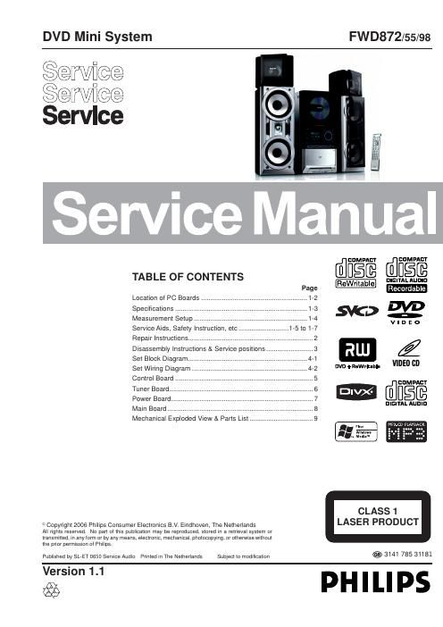 philips fw d 872 service manual