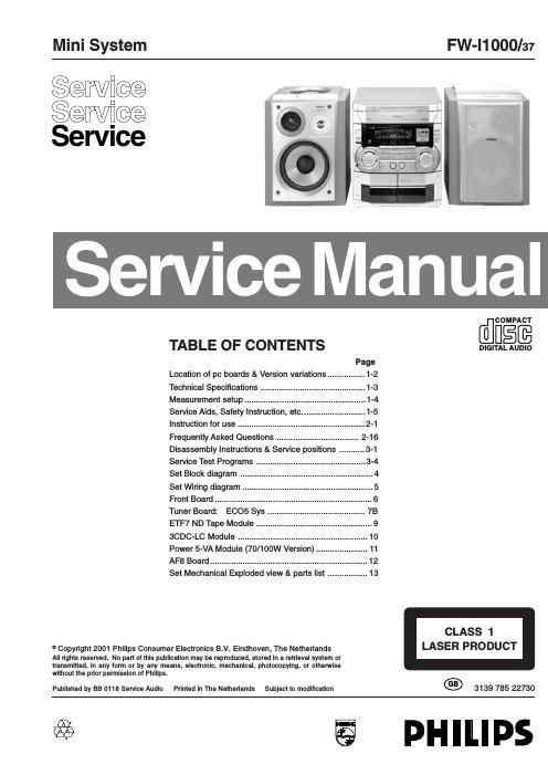philips fw l 1000 service manual