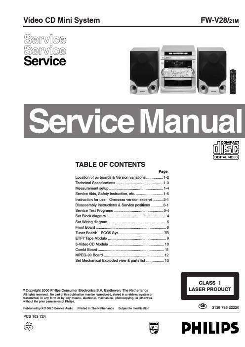 philips fw v 28 service manual