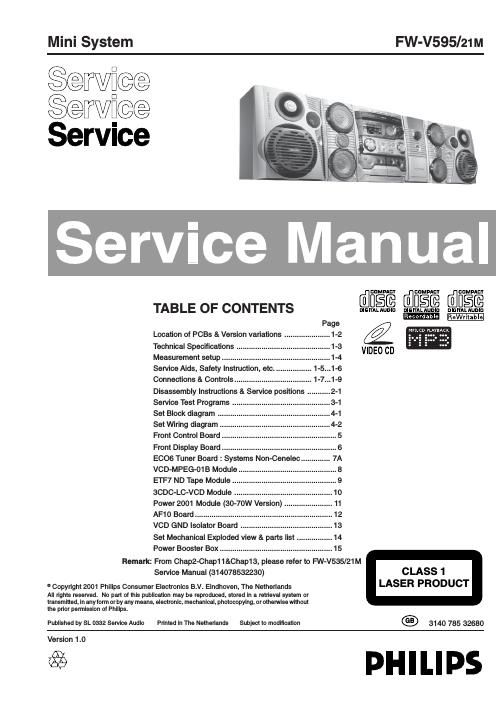 philips fw v 595 21 m service manual
