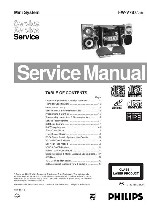 philips fw v 787 service manual