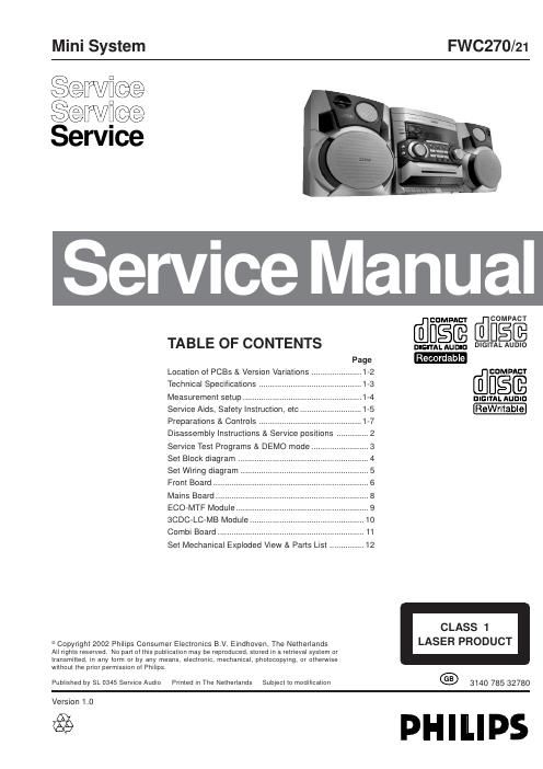 philips fwc 270 service manual