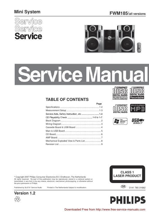 philips fwm 185 service manual