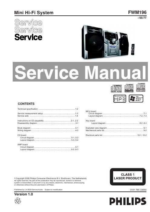 philips fwm 196 service manual