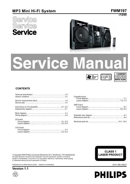 philips fwm 197 service manual