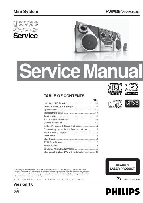 philips fwm 35 service manual