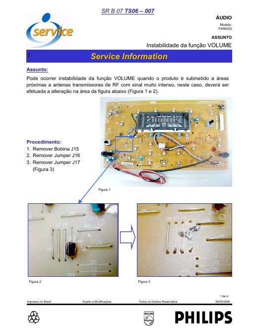 philips fwm 371 boletim tecnico