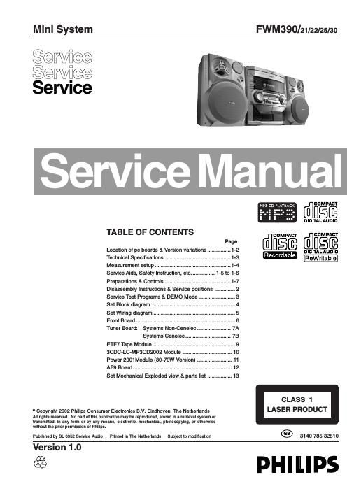 philips fwm 390 service manual 2