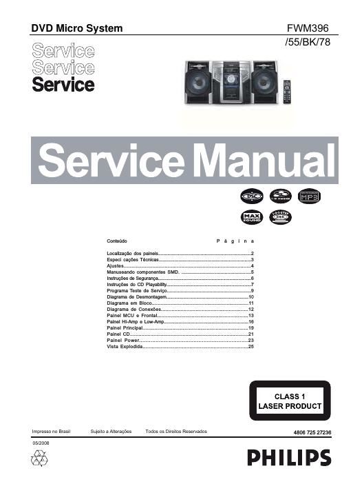 philips fwm 396 55 bk service manual