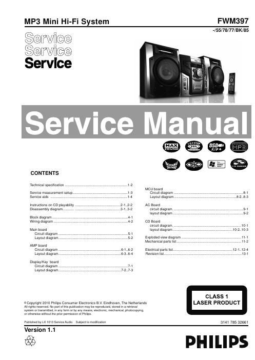 philips fwm 397 service manual