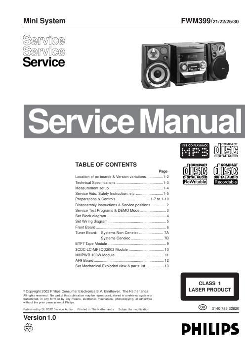 philips fwm 399 service manual