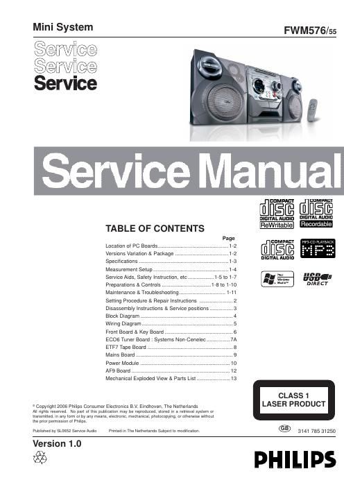 philips fwm 576 service manual