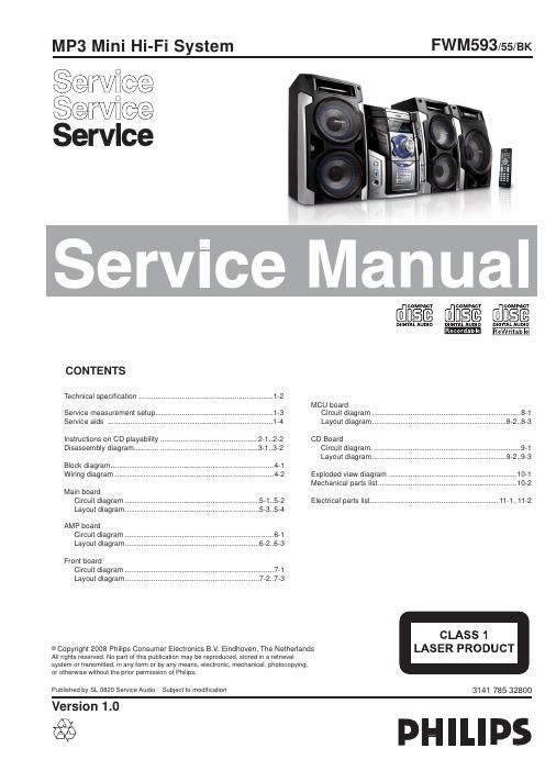philips fwm 593 service manual