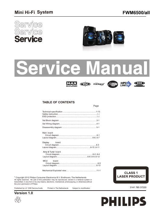 philips fwm 6500 service manual