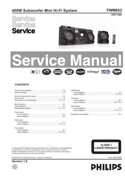 philips fwm 653 service manual