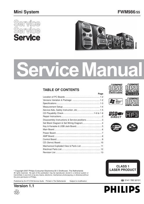 philips fwm 986 service manual
