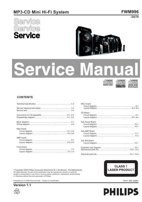 philips fwm 996 service manual