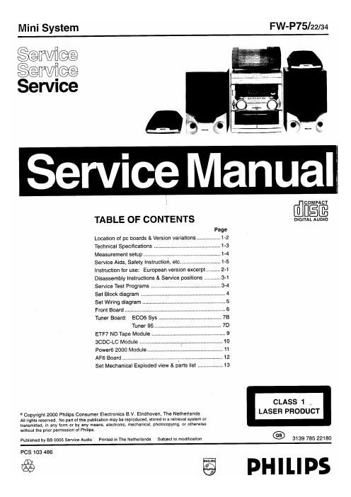 philips fwp 75 service manual